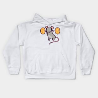 Cute Gym Rat Cheese Squat Kids Hoodie